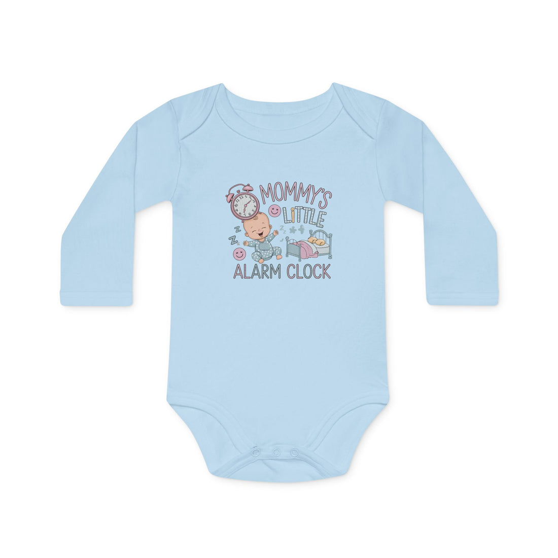 "Mommy's little alarm clock" Baby Long-Sleeve Organic Bodysuit