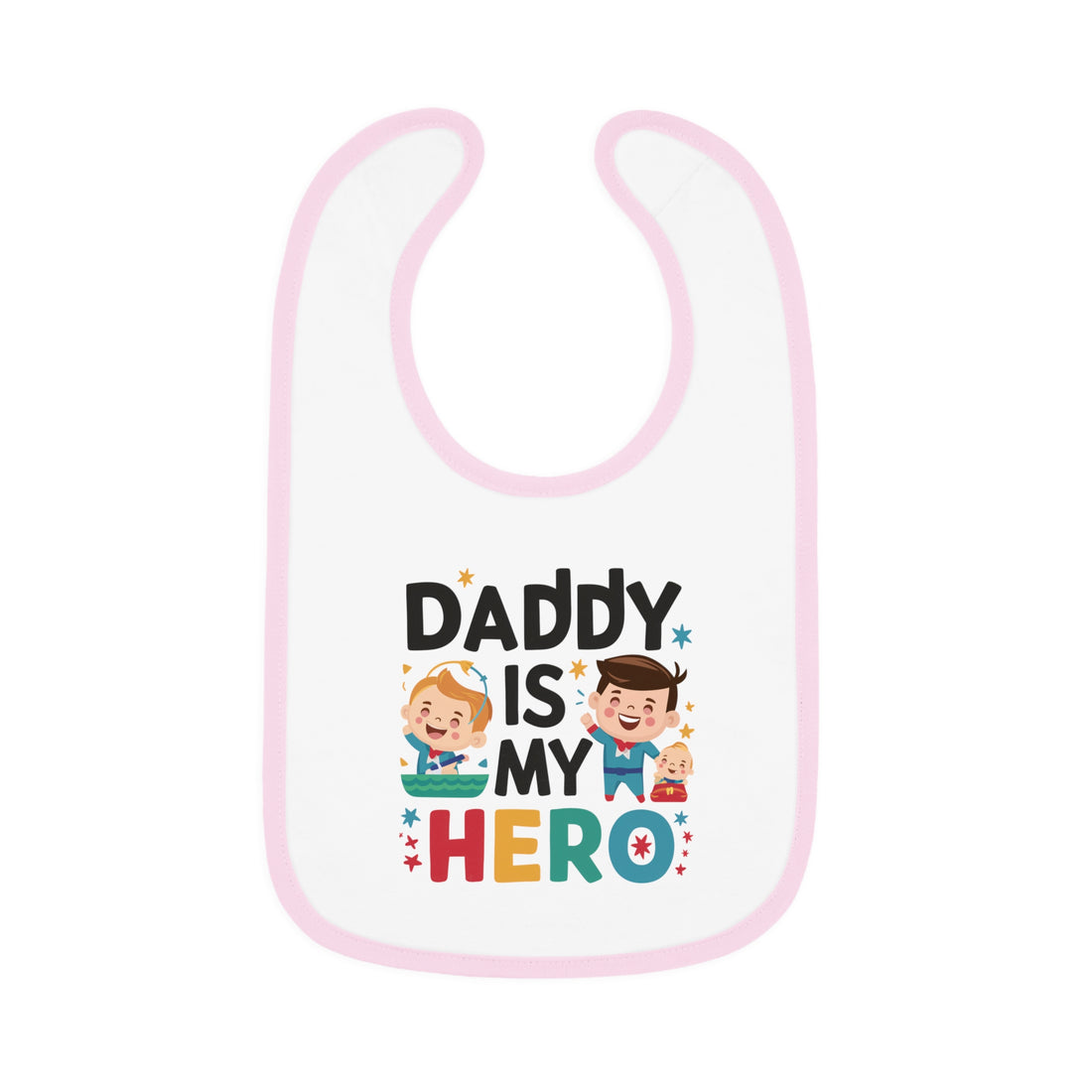 "Daddy is my hero" Baby Contrast Trim Jersey Bib