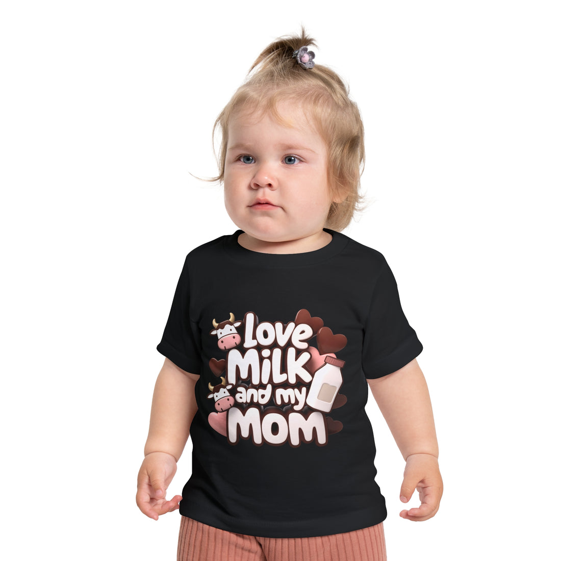 "Love milk and my mom" Baby Short Sleeve T-Shirt