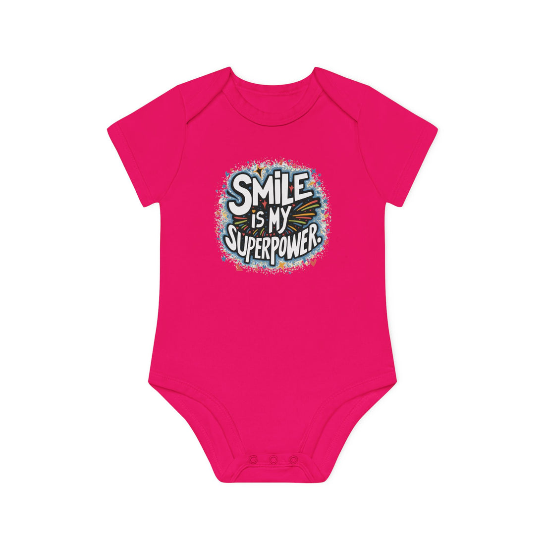 "Smile is my superpower" Baby Organic Short Sleeve Bodysuit