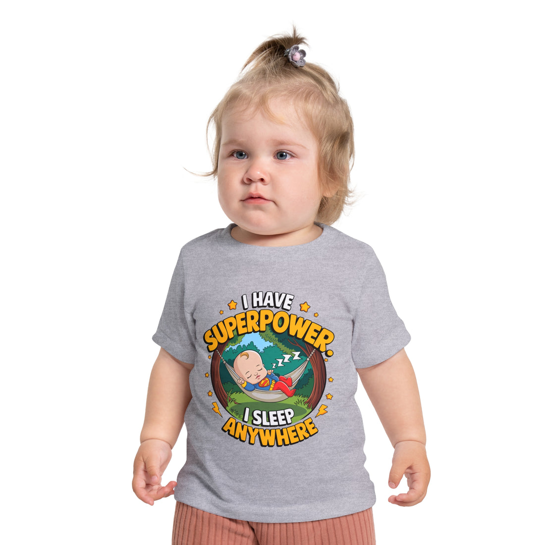 "I have superpower I sleep anywhere" Baby Short Sleeve T-Shirt