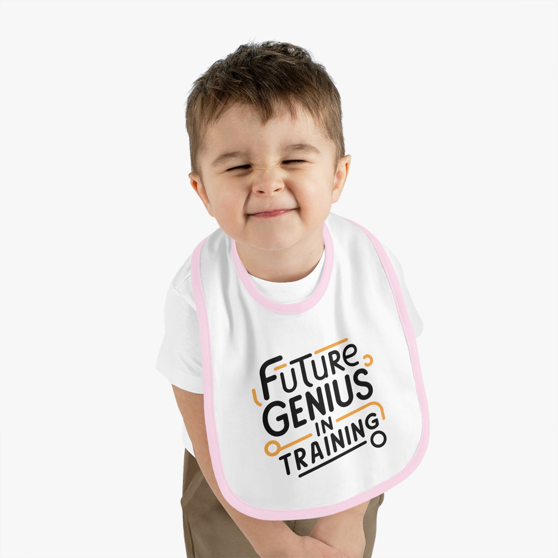 "Future genius in training" Baby Contrast Trim Jersey Bib