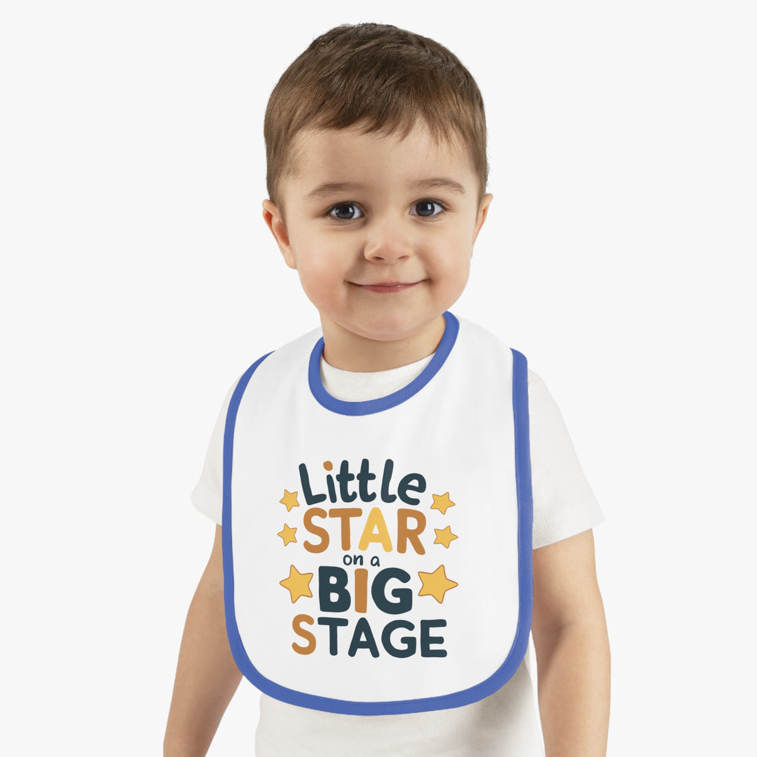 "Little star on a big stage" Baby Contrast Trim Jersey Bib