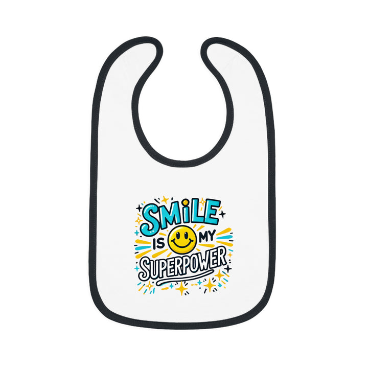 "Smile is my superpower" Baby Contrast Trim Jersey Bib