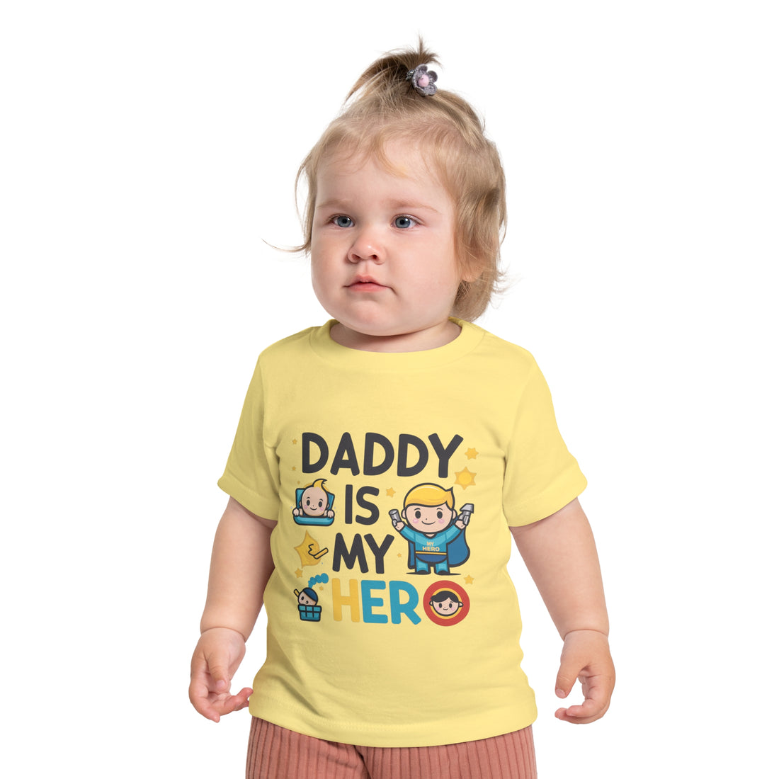 "Daddy is my hero" Baby Short Sleeve T-Shirt