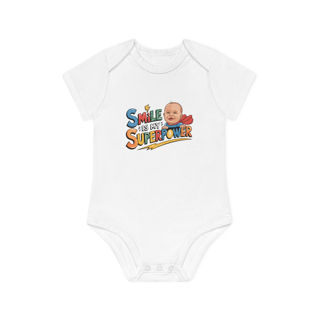 "Smile is my superpower" Baby Organic Short Sleeve Bodysuit