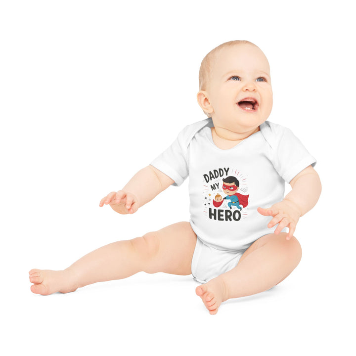 "Daddy my hero" Baby Organic Short Sleeve Bodysuit