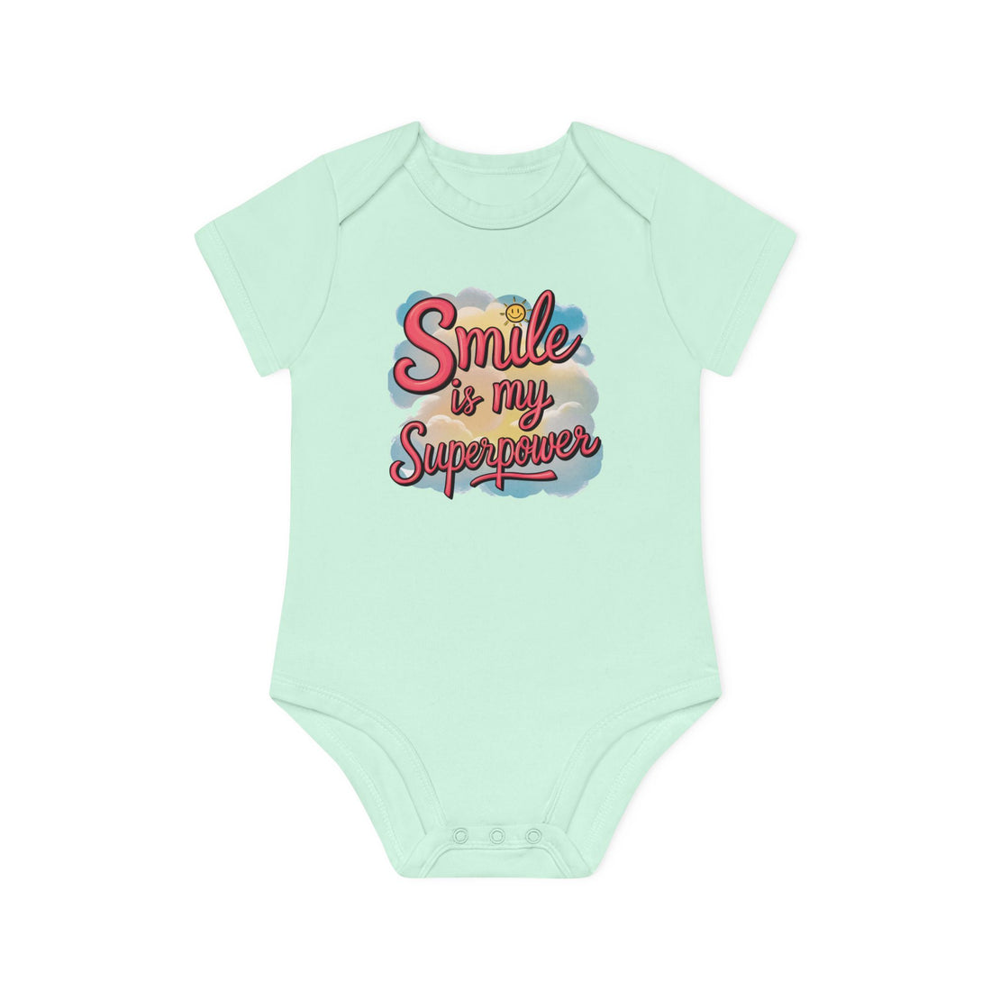 "Smile is my superpower" Baby Organic Short Sleeve Bodysuit