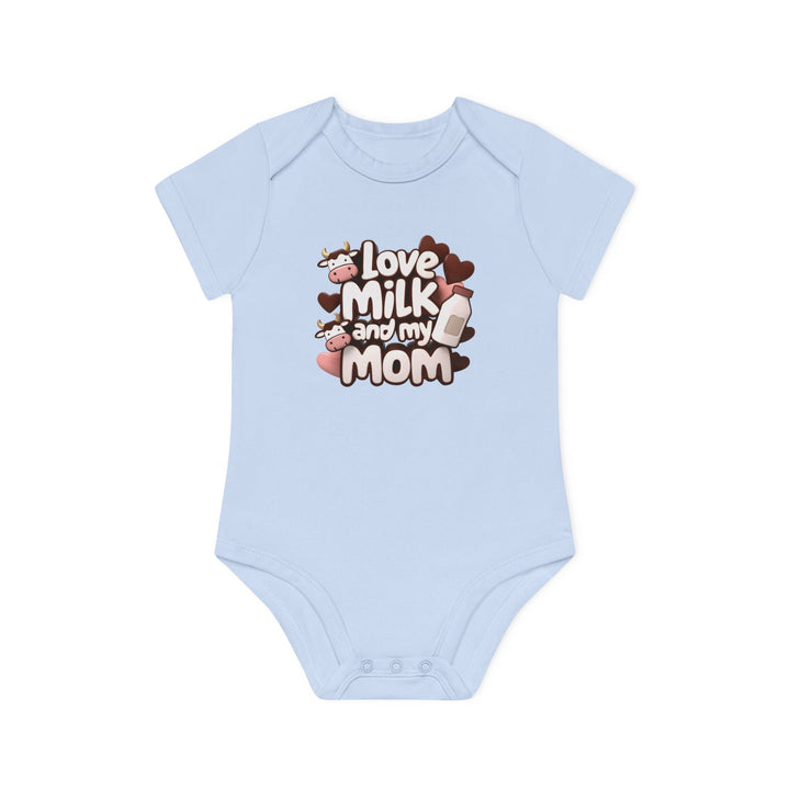 "I love milk and my mom" Baby Organic Short Sleeve Bodysuit