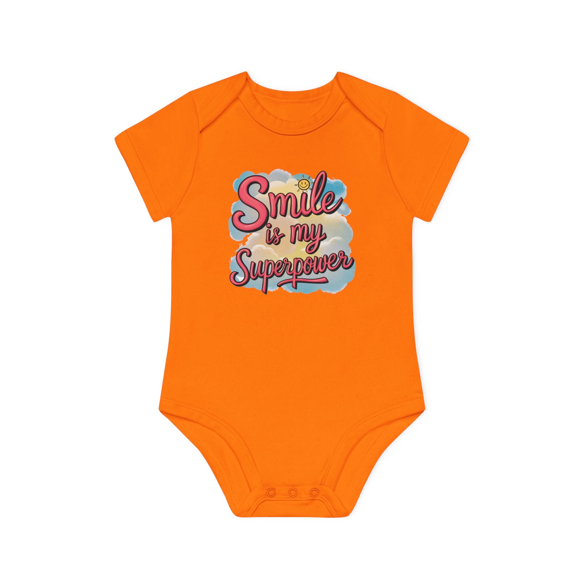 "Smile is my superpower" Baby Organic Short Sleeve Bodysuit