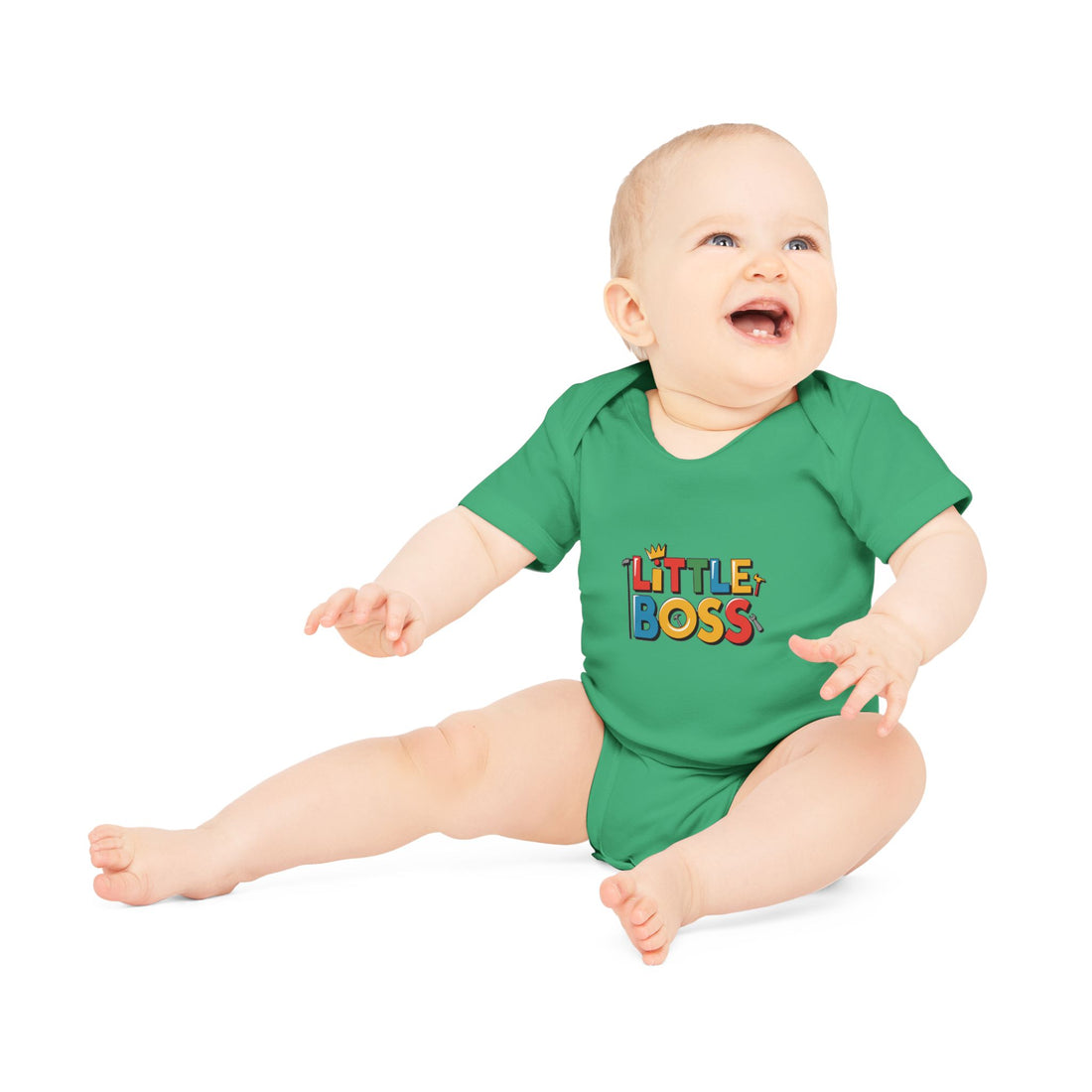 "Little boss" Baby Organic Short Sleeve Bodysuit