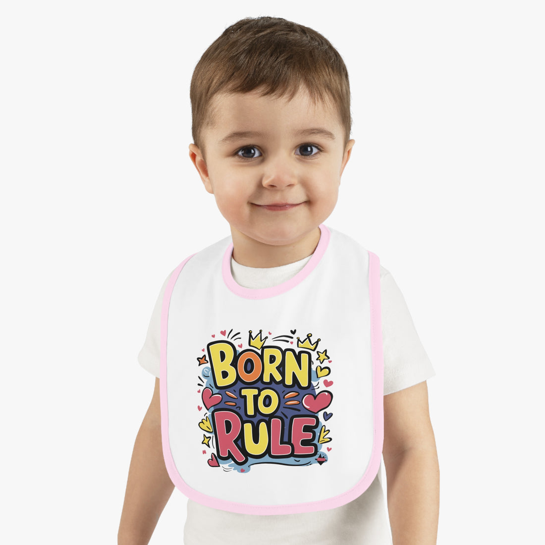 "Born to rule" Baby Contrast Trim Jersey Bib