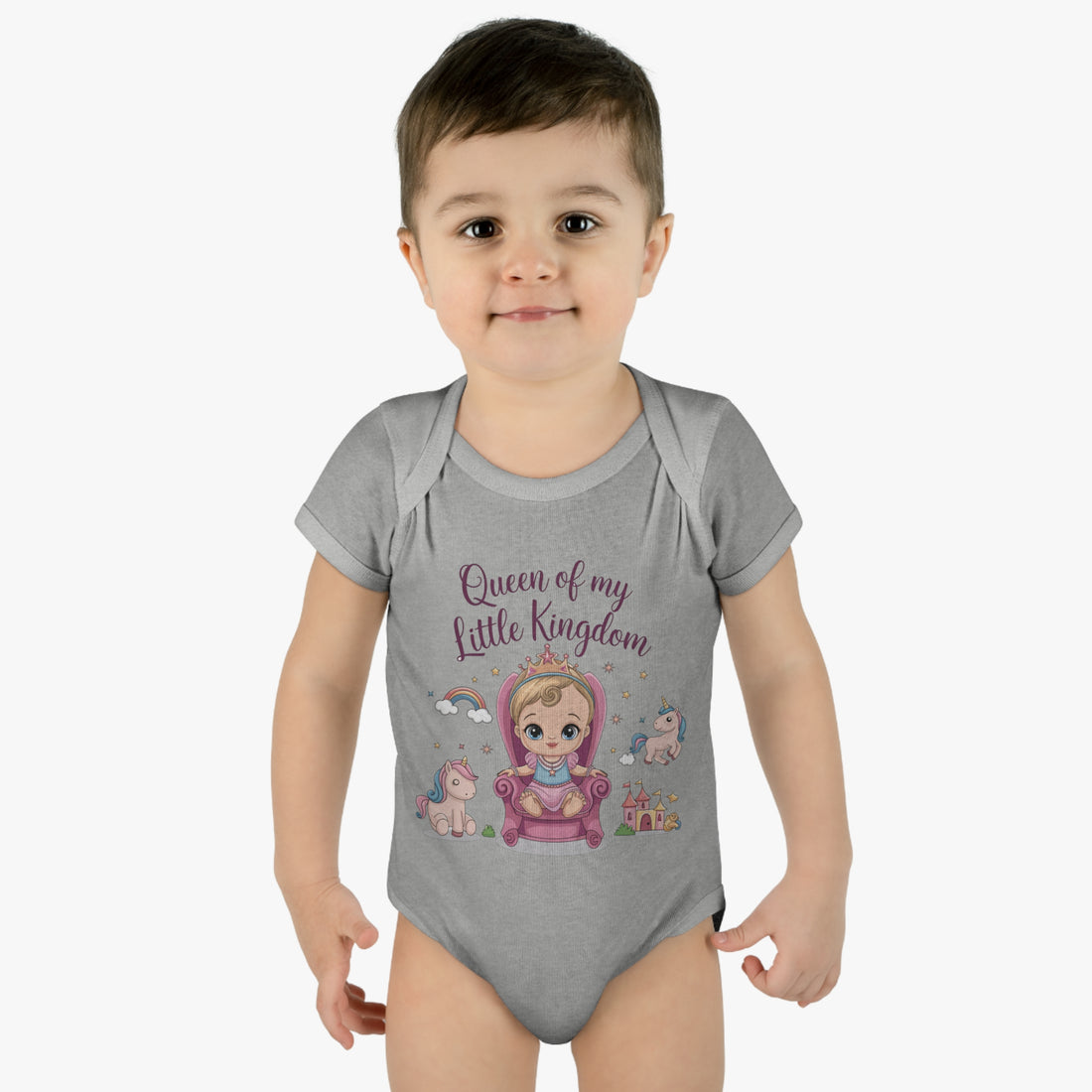 "Queen of my little kingdom" Infant Baby Rib Bodysuit