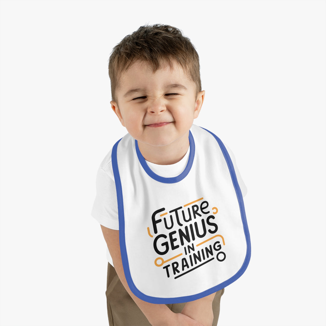 "Future genius in training" Baby Contrast Trim Jersey Bib