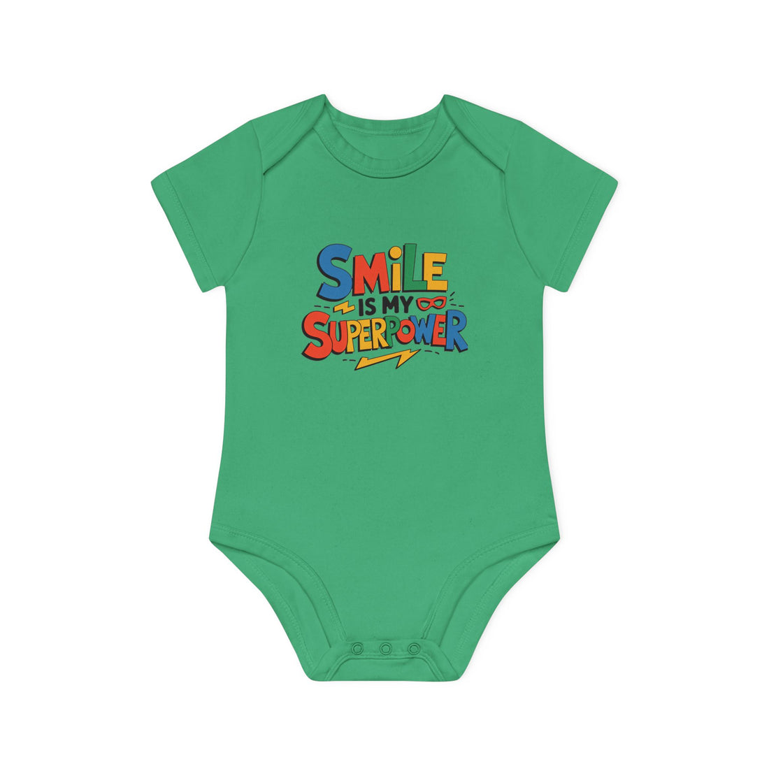 "Smile is my superpower" Baby Organic Short Sleeve Bodysuit