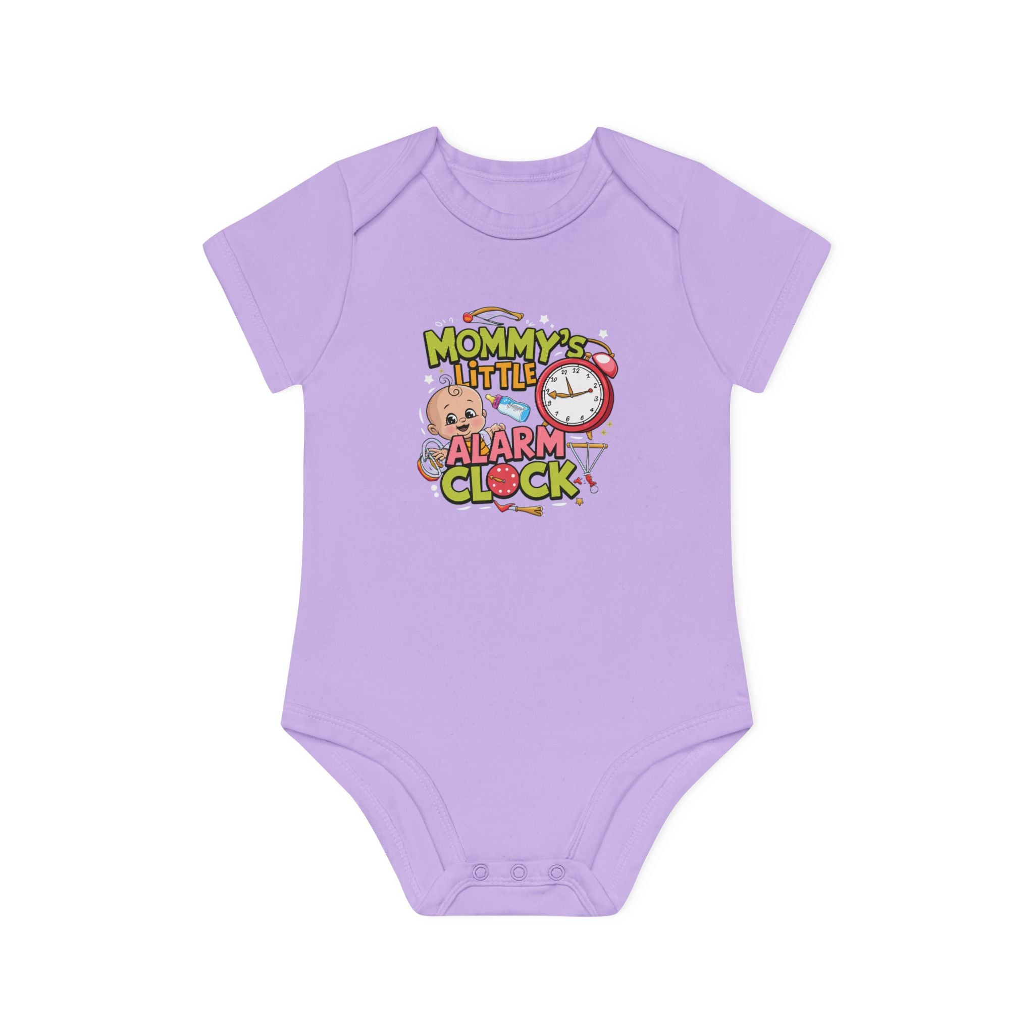 "Mommy's little alarm clock" Baby Organic Short Sleeve Bodysuit