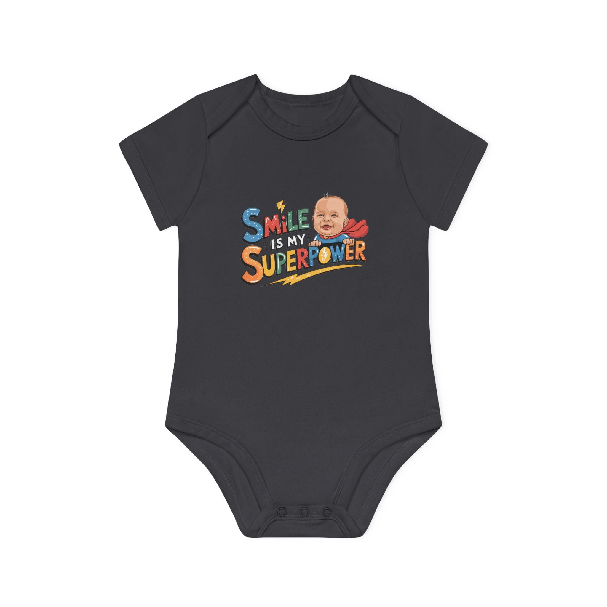 "Smile is my superpower" Baby Organic Short Sleeve Bodysuit