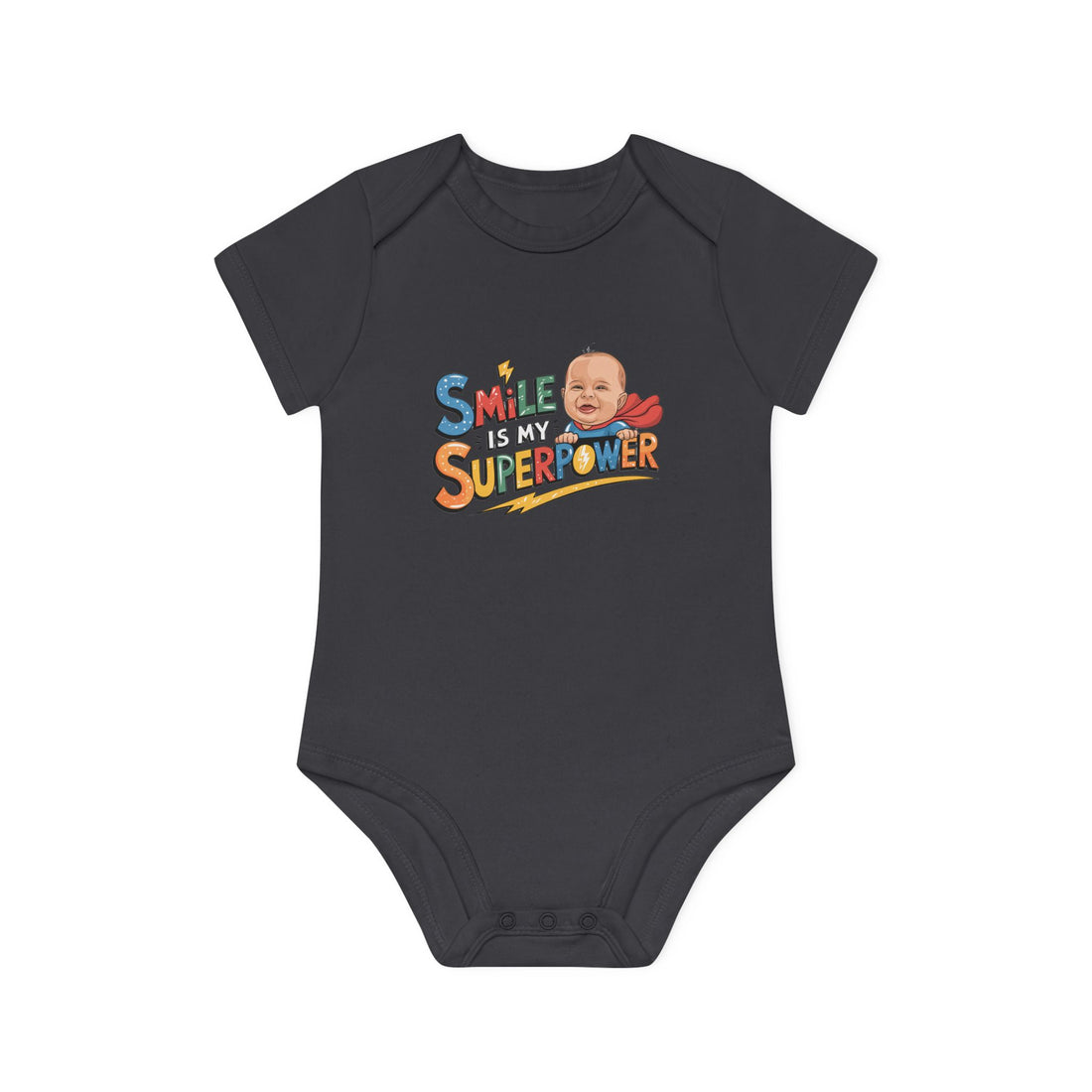 "Smile is my superpower" Baby Organic Short Sleeve Bodysuit