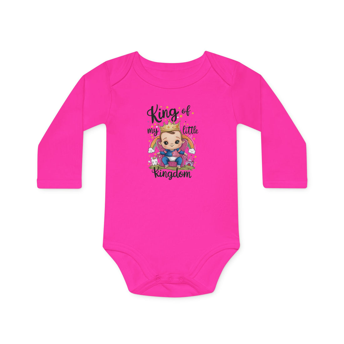 "King of my little kingdom" Baby Long-Sleeve Organic Bodysuit