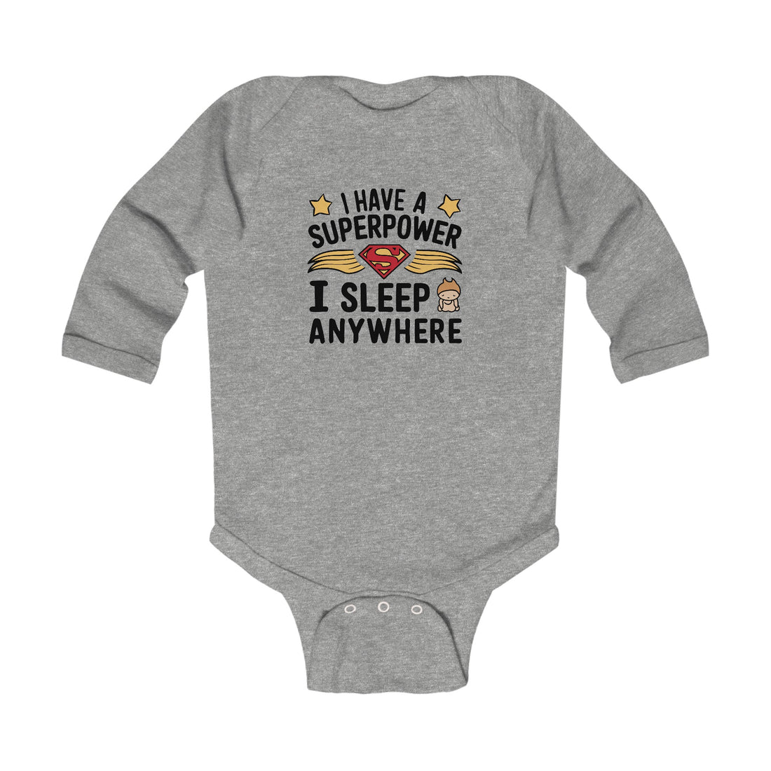 "I have a superpower I sleep anywhere" Infant Long Sleeve Bodysuit