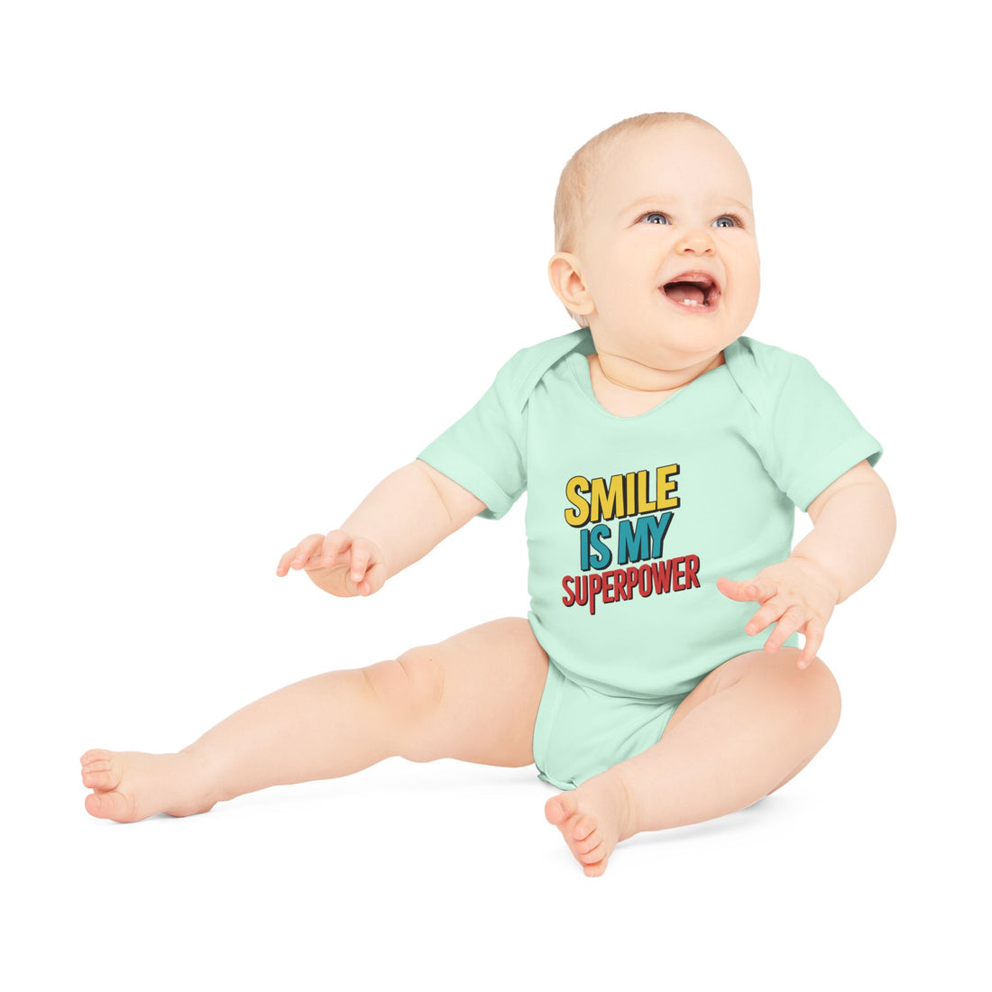 "Smile is my superpower" Baby Organic Short Sleeve Bodysuit