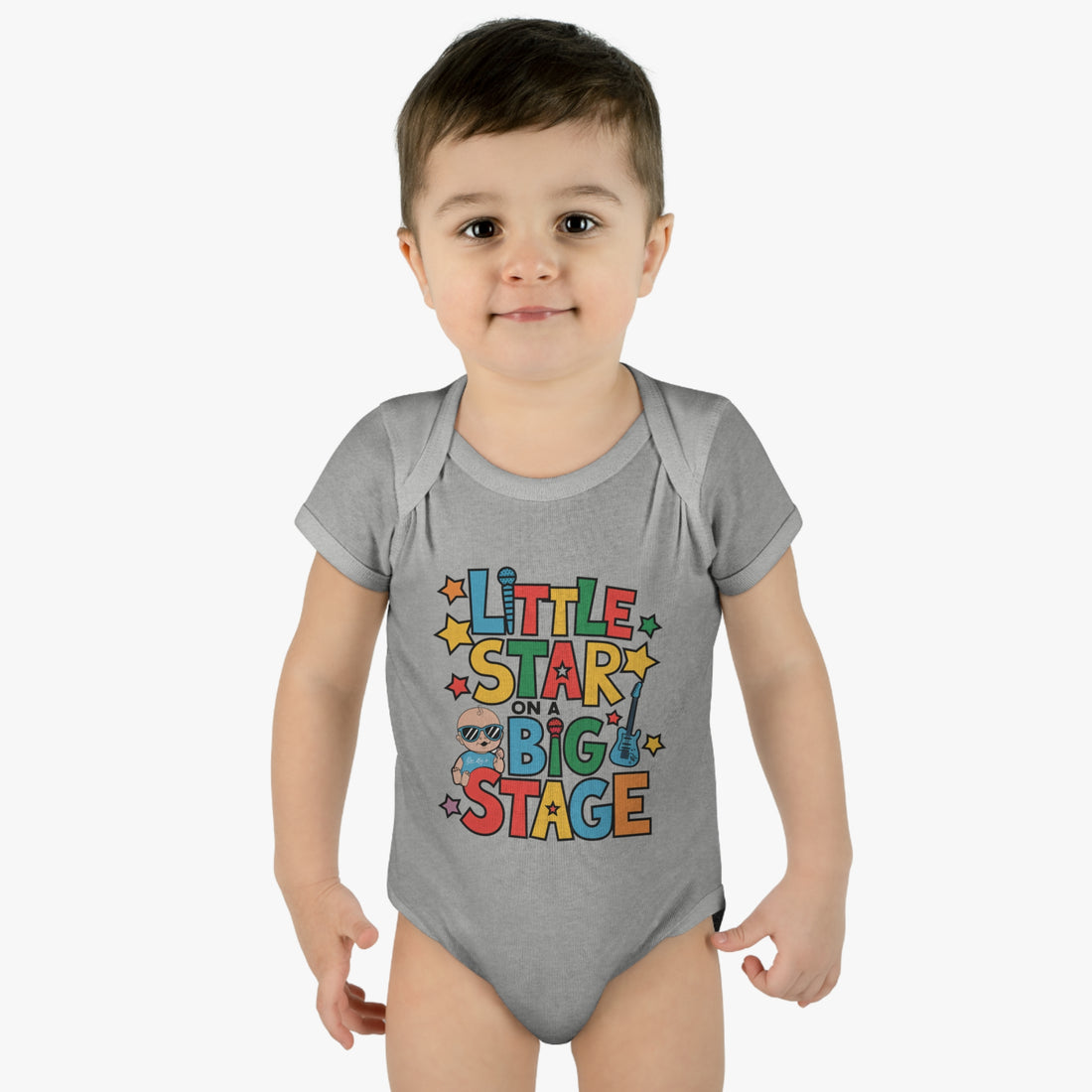 "Little star on a big stage" Infant Baby Rib Bodysuit