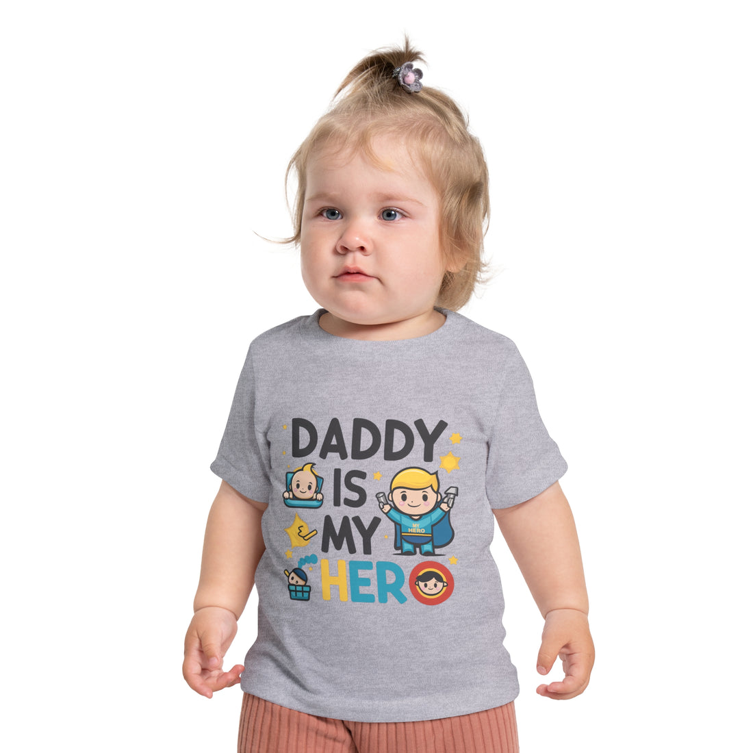 "Daddy is my hero" Baby Short Sleeve T-Shirt