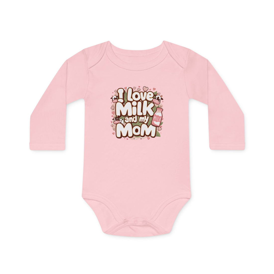 I love milk and my mom" Baby Long-Sleeve Organic Bodysuit