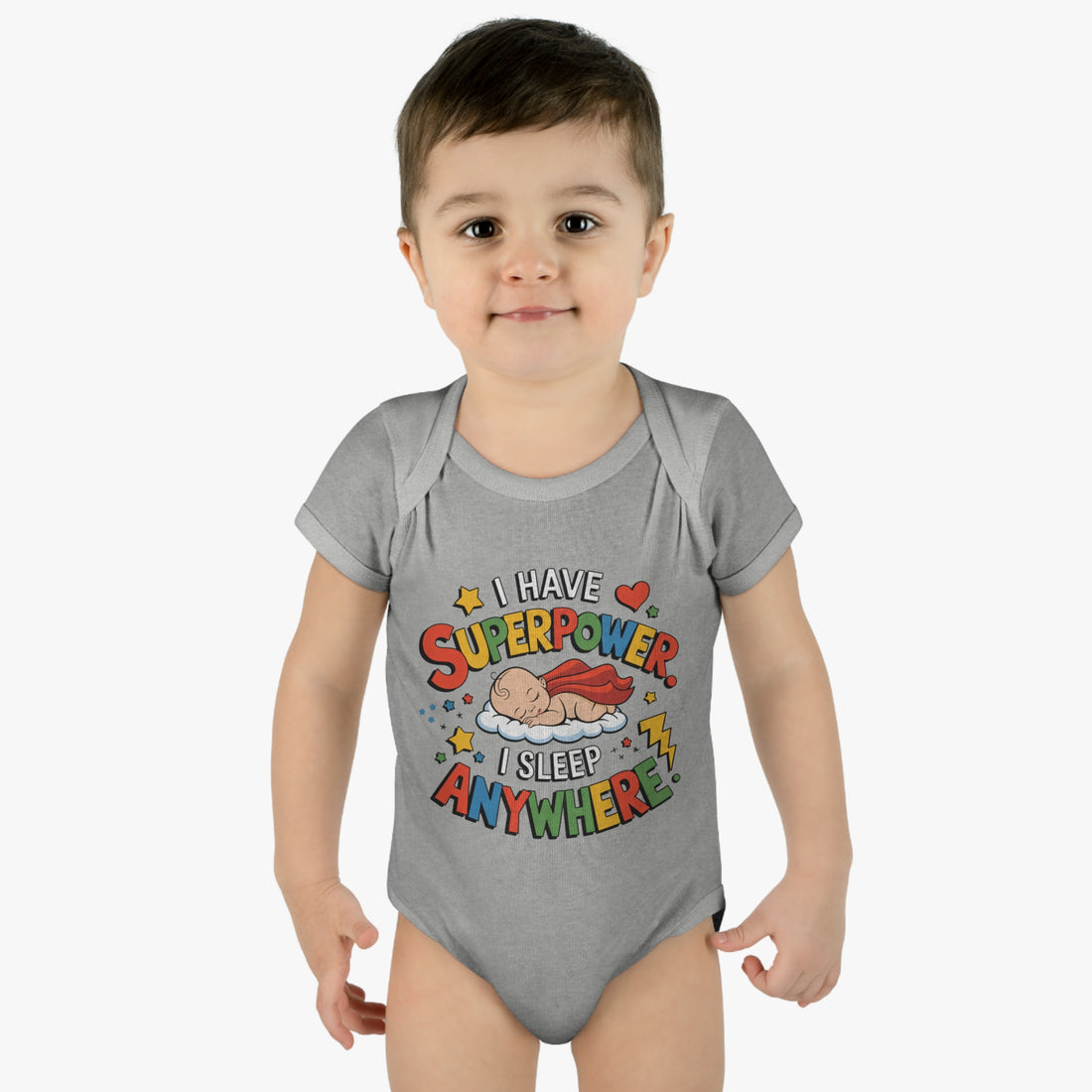 "I have a superpower I sleep anywhere" Infant Baby Rib Bodysuit