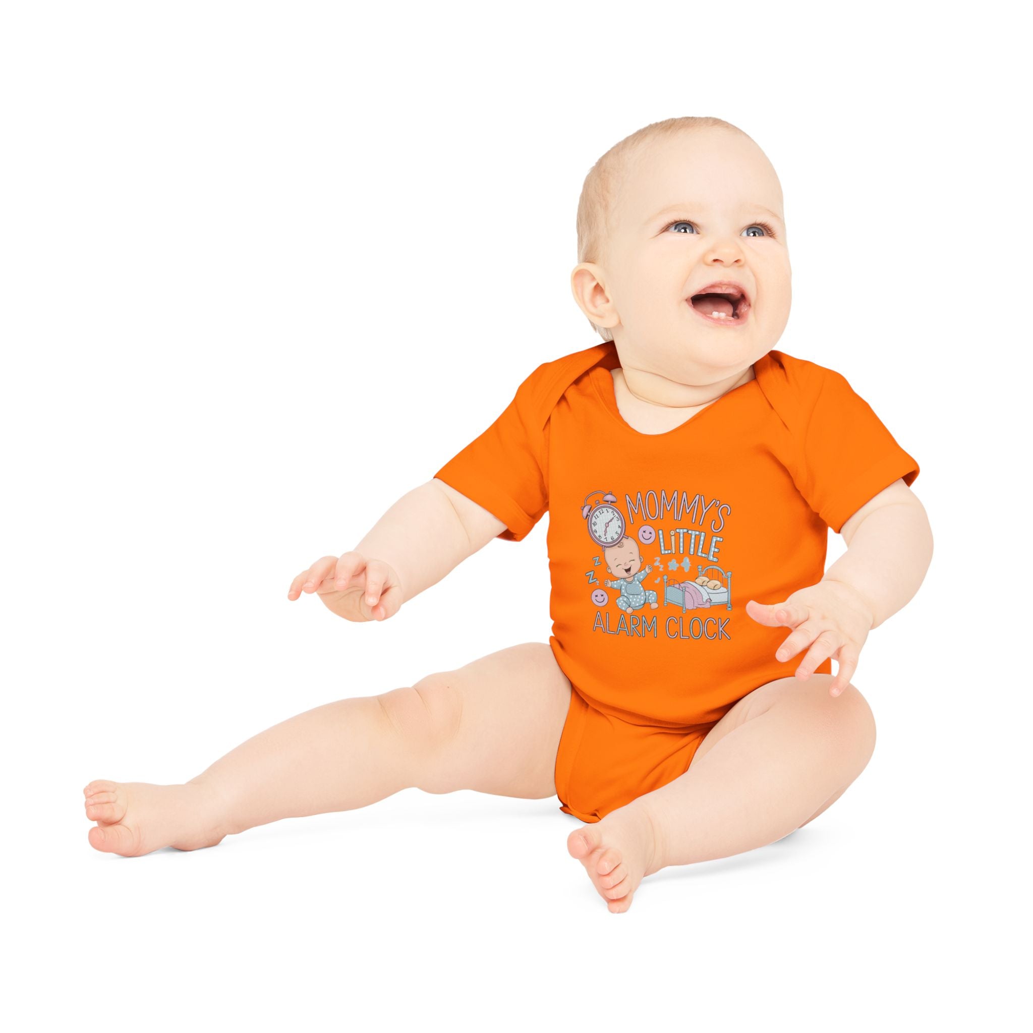 "Mommy's little alarm clock" Baby Organic Short Sleeve Bodysuit