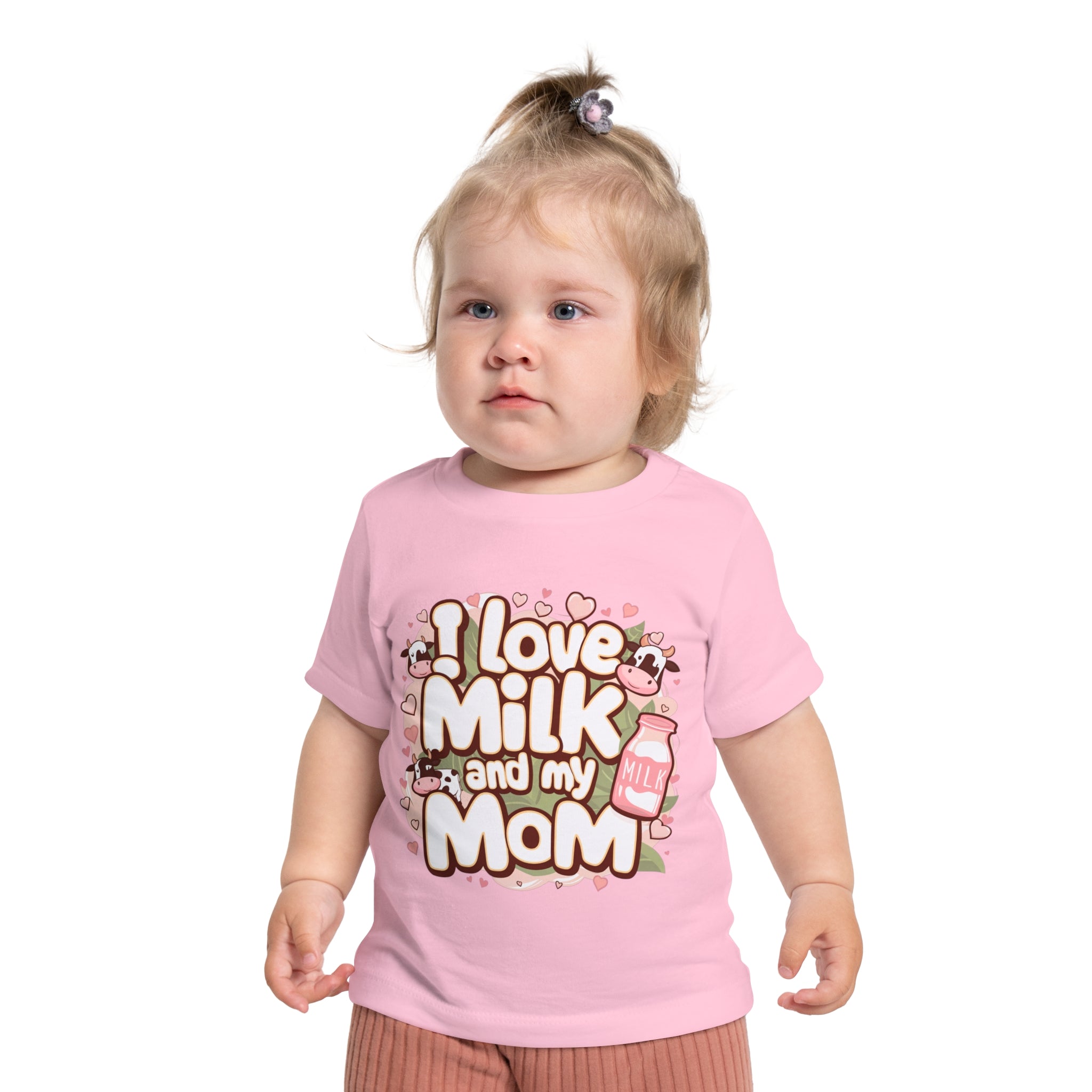 "I love milk and my mom" Baby Short Sleeve T-Shirt