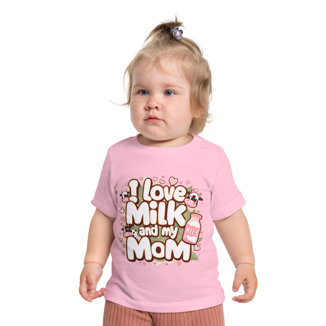 "I love milk and my mom" Baby Short Sleeve T-Shirt