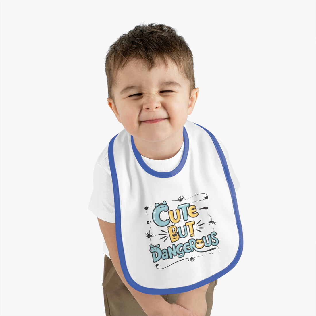 "Cute but dangerous" Baby Contrast Trim Jersey Bib