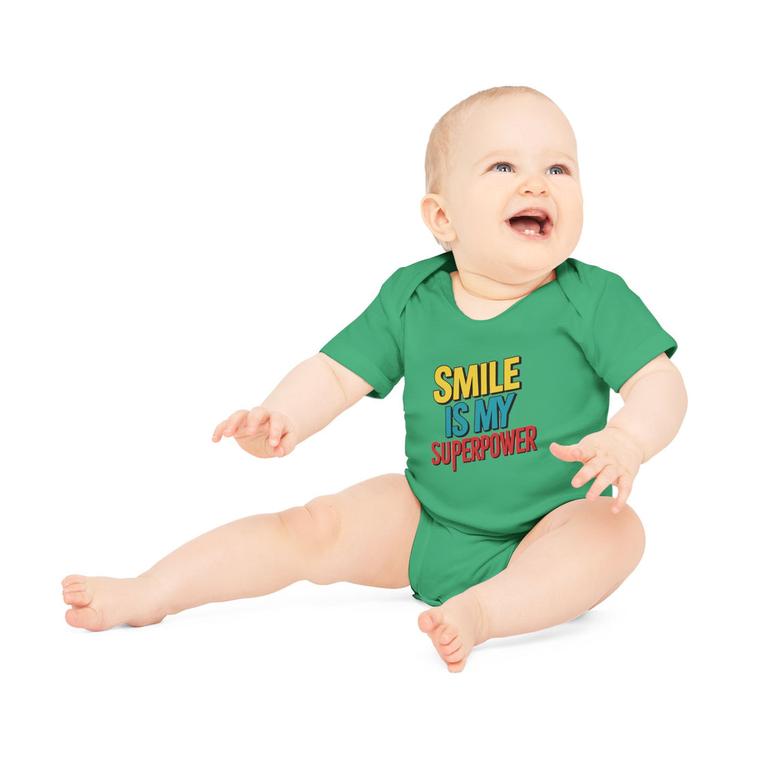 "Smile is my superpower" Baby Organic Short Sleeve Bodysuit