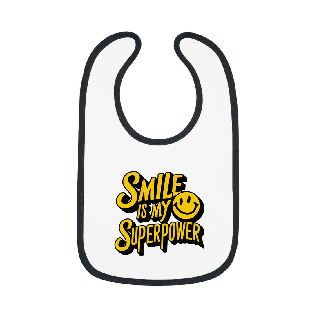 "Smile is my superpower" Baby Contrast Trim Jersey Bib