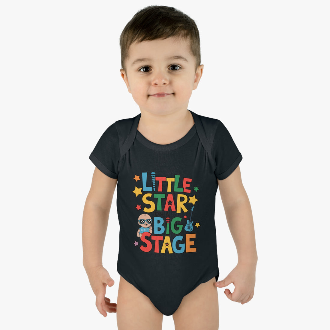 "Little star on a big stage" Infant Baby Rib Bodysuit