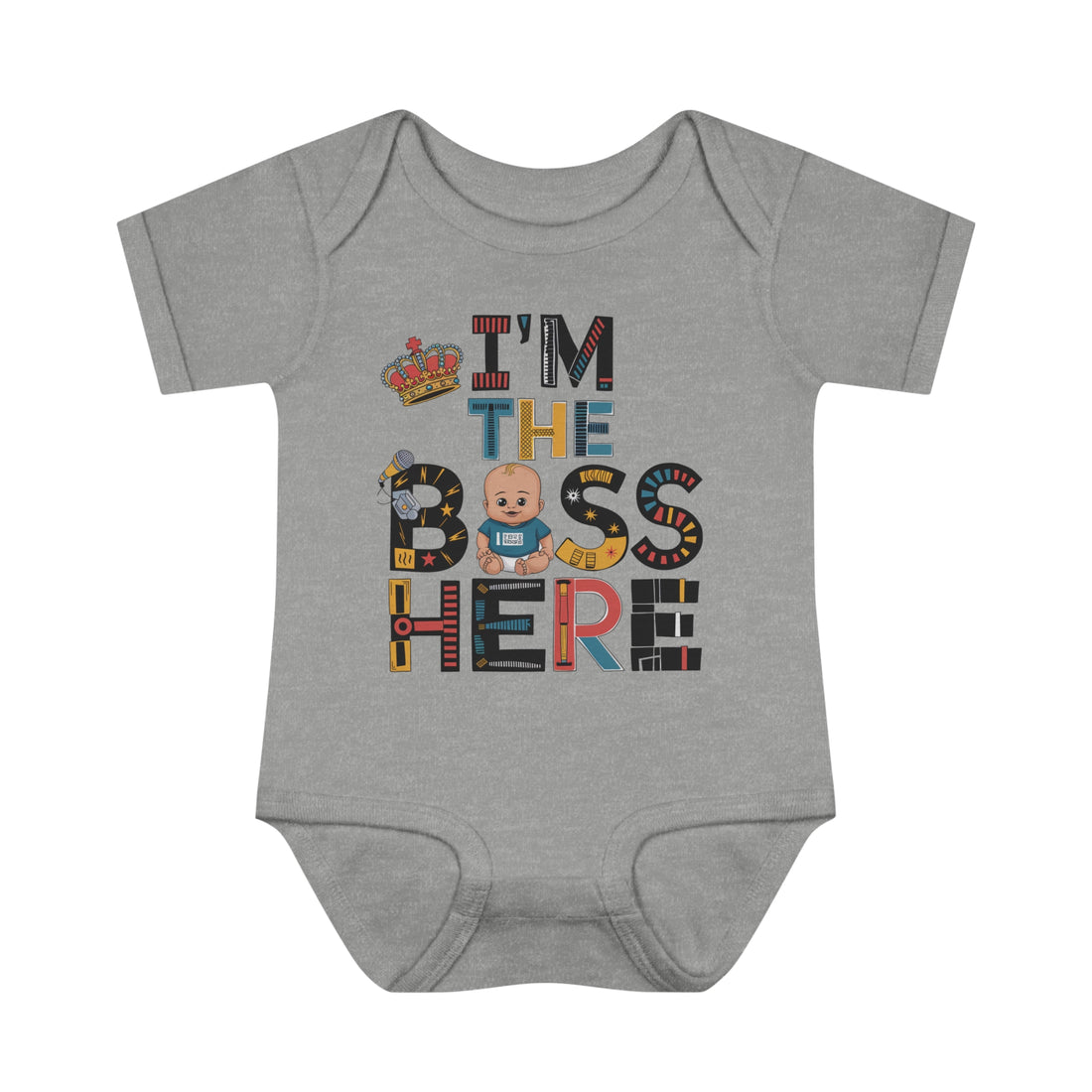 "I'm the boss here" Infant Baby Rib Bodysuit