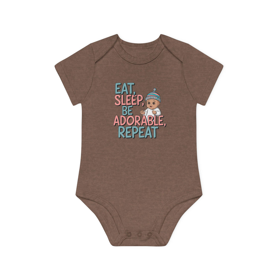 "Eat, sleep, be adorable, repeat" Baby Organic Short Sleeve Bodysuit