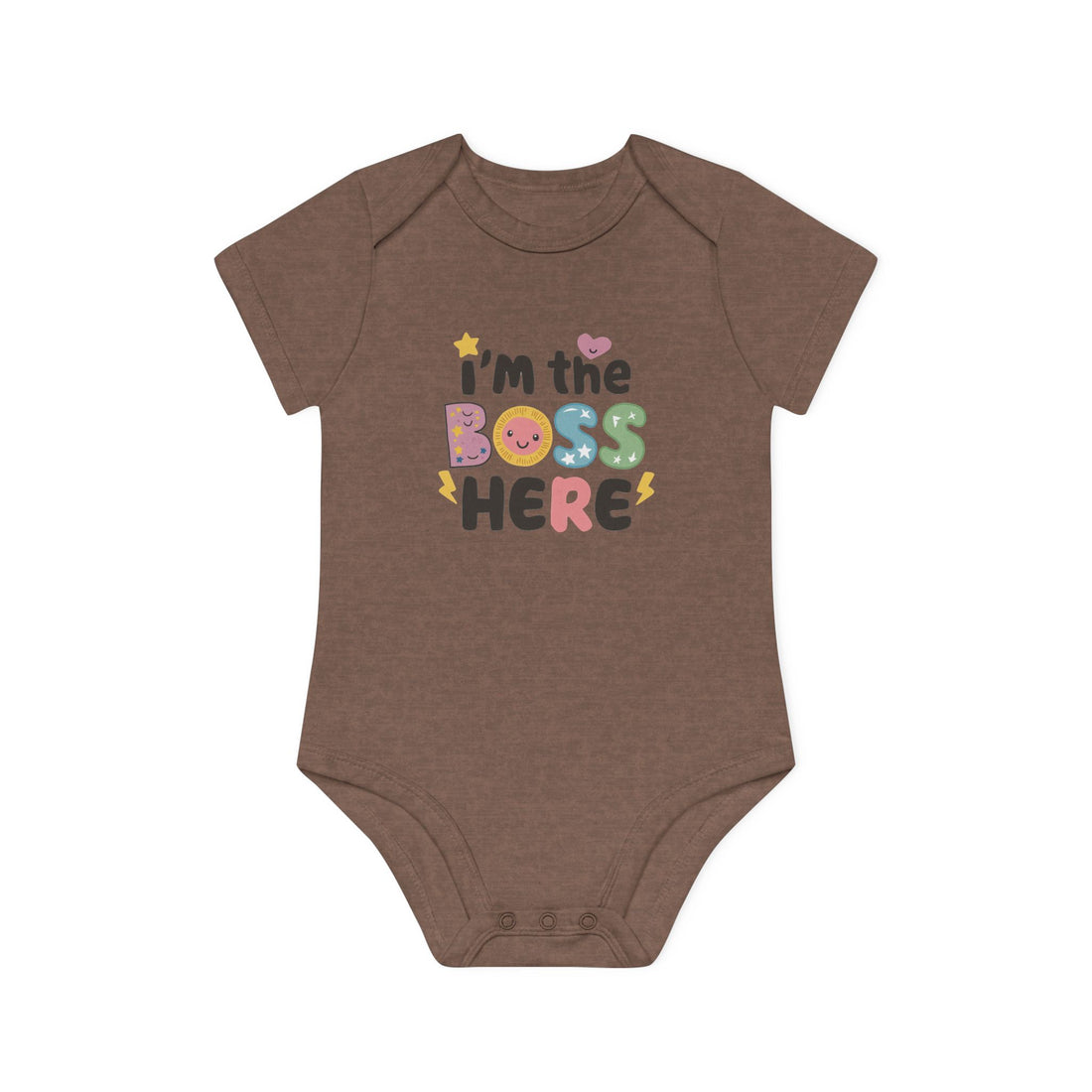 "I'm the boss here" Baby Organic Short Sleeve Bodysuit