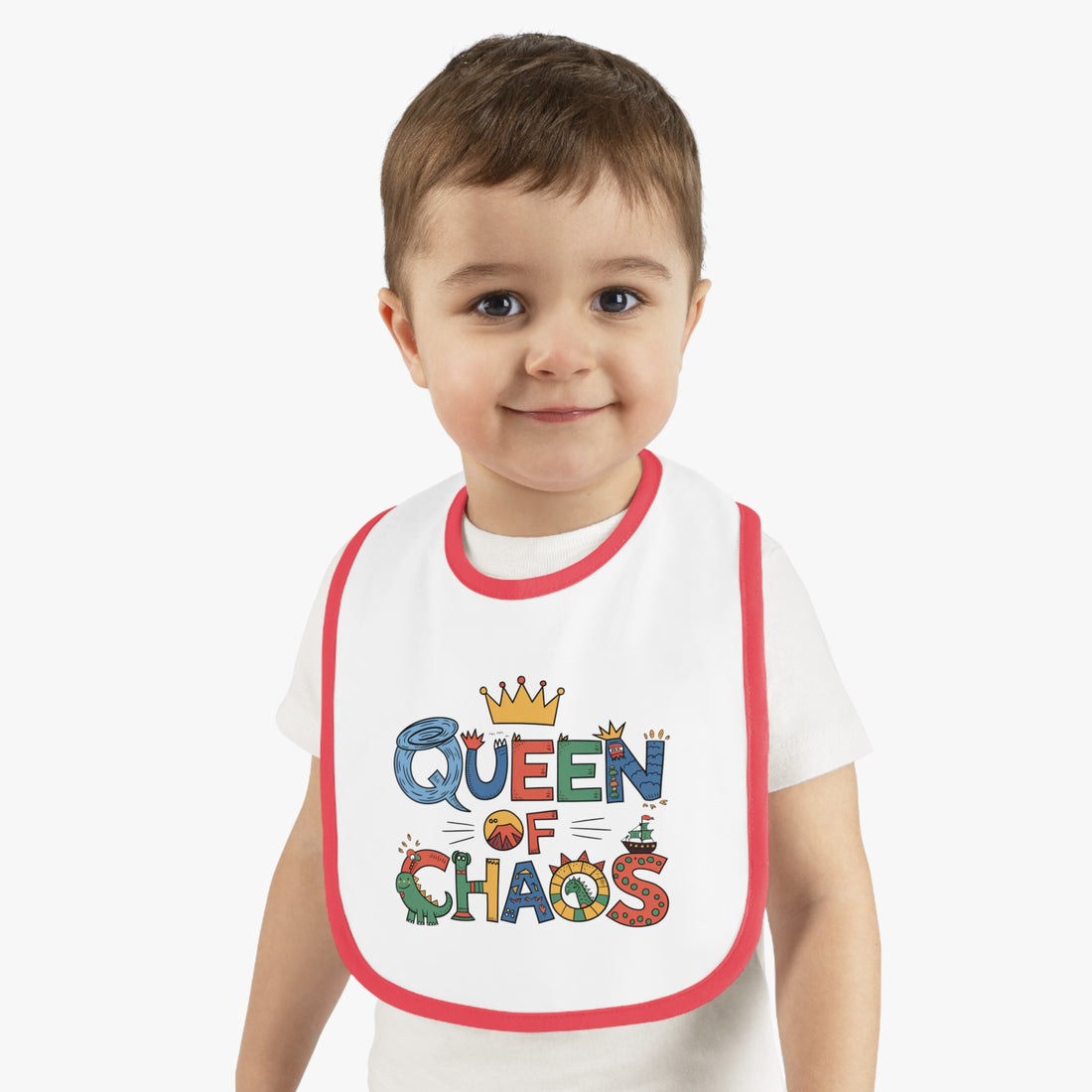 "Queen of chaos" Baby Contrast Trim Jersey Bib