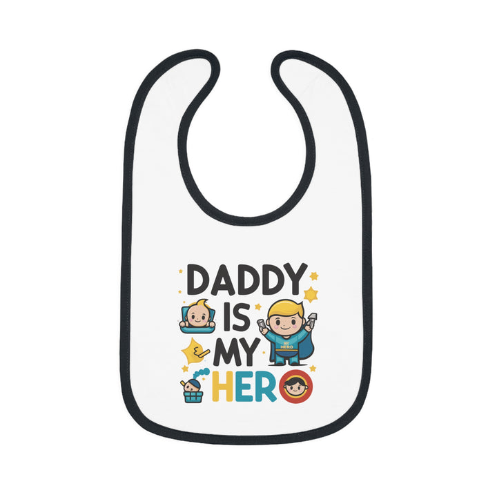 "Daddy is my hero" Baby Contrast Trim Jersey Bib