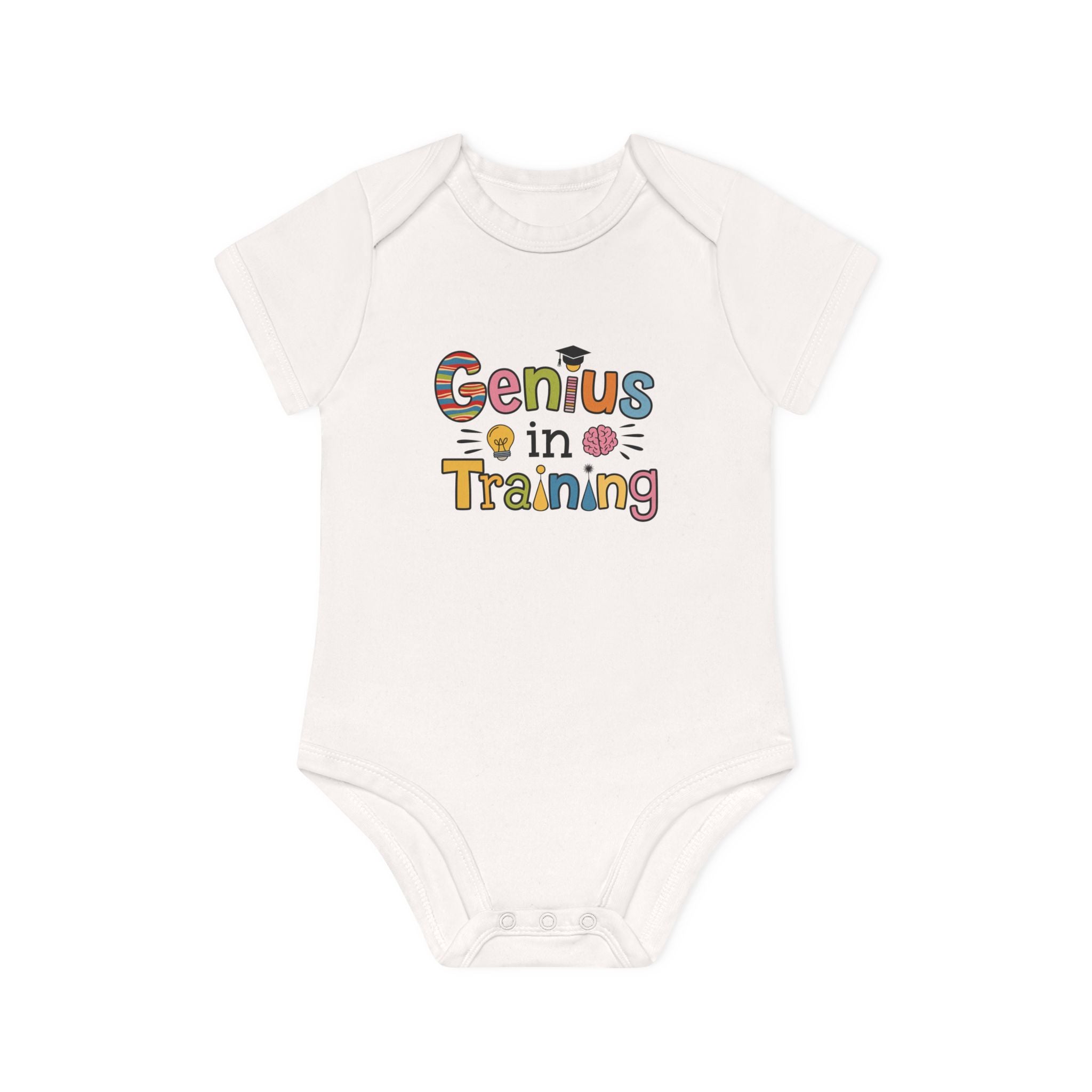 "Genius in training" Baby Organic Short Sleeve Bodysuit