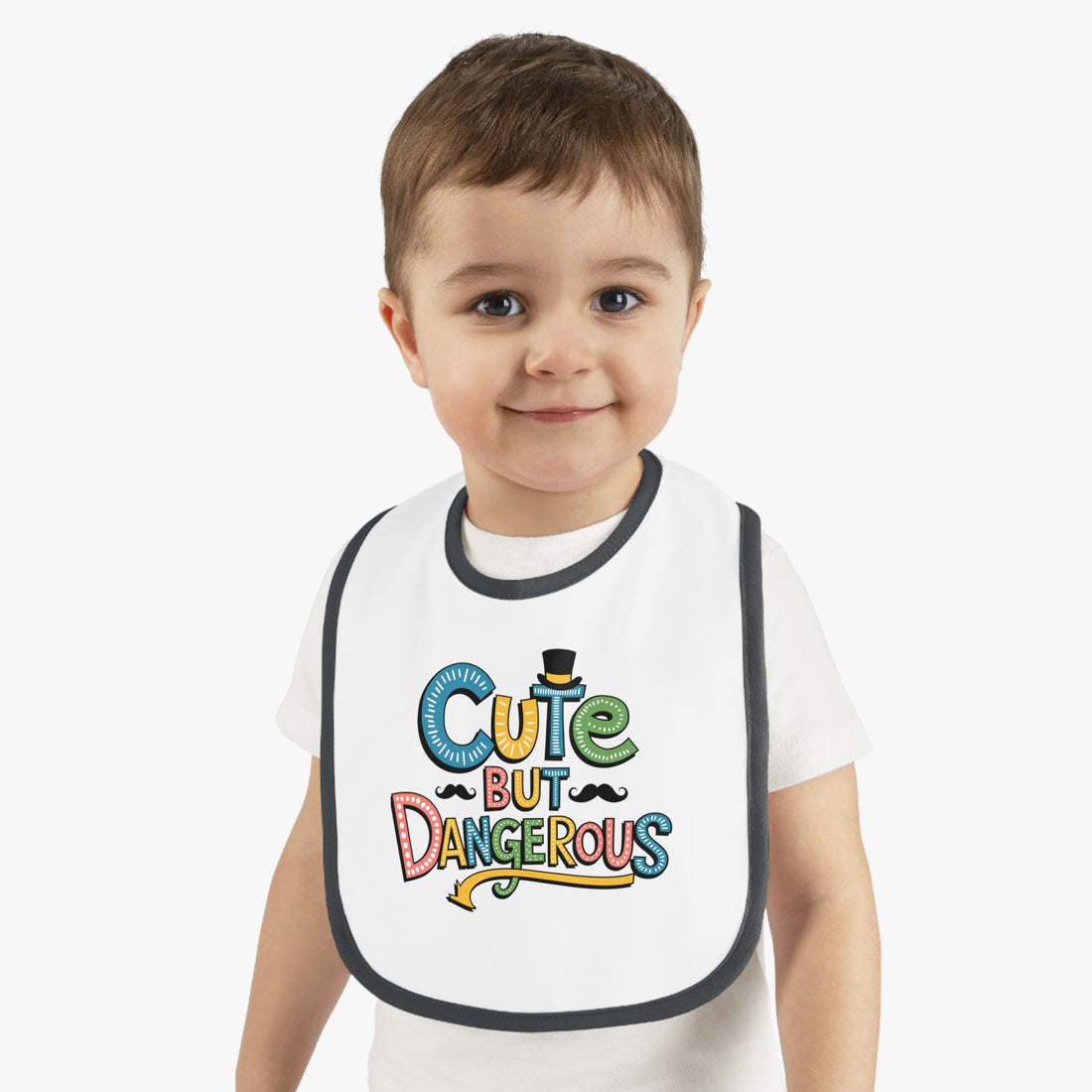 "Cute but dangerous" Baby Contrast Trim Jersey Bib