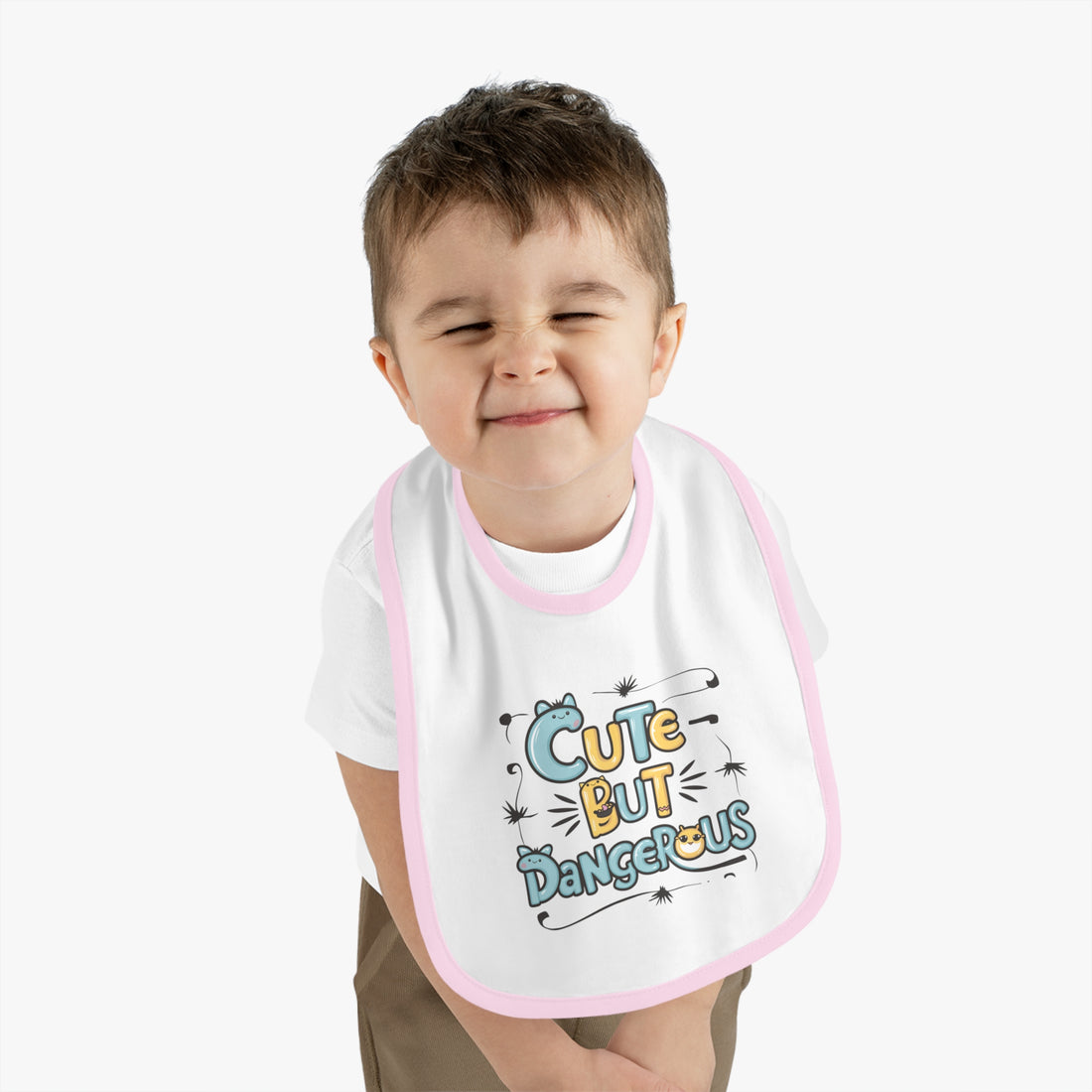 "Cute but dangerous" Baby Contrast Trim Jersey Bib