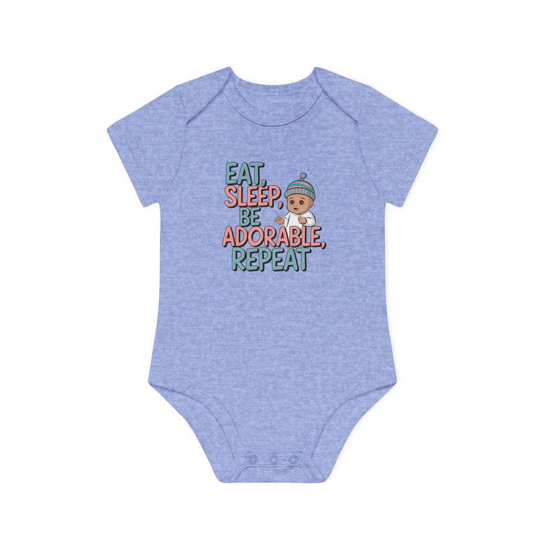 "Eat, sleep, be adorable, repeat" Baby Organic Short Sleeve Bodysuit