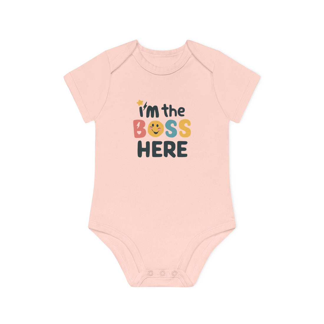 "I'm the boss here" Baby Organic Short Sleeve Bodysuit