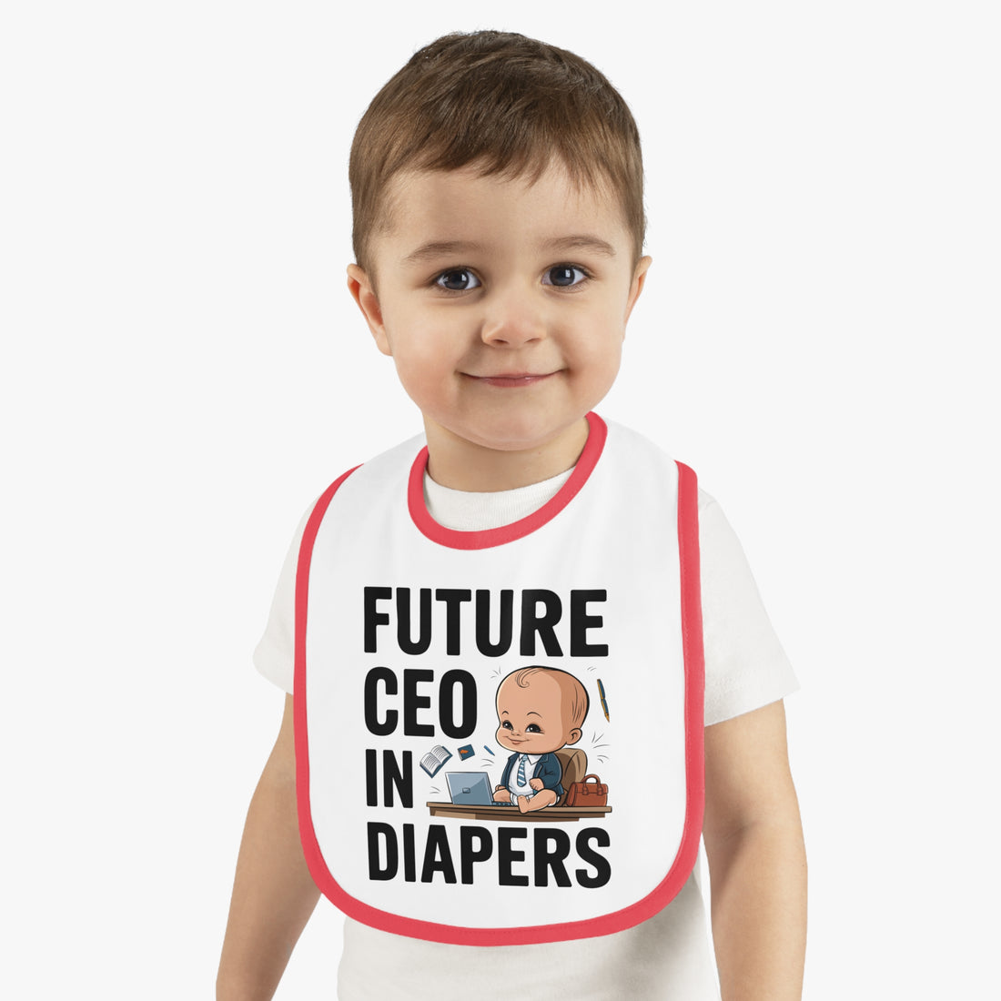 "Future CEO in diapers" Baby Contrast Trim Jersey Bib