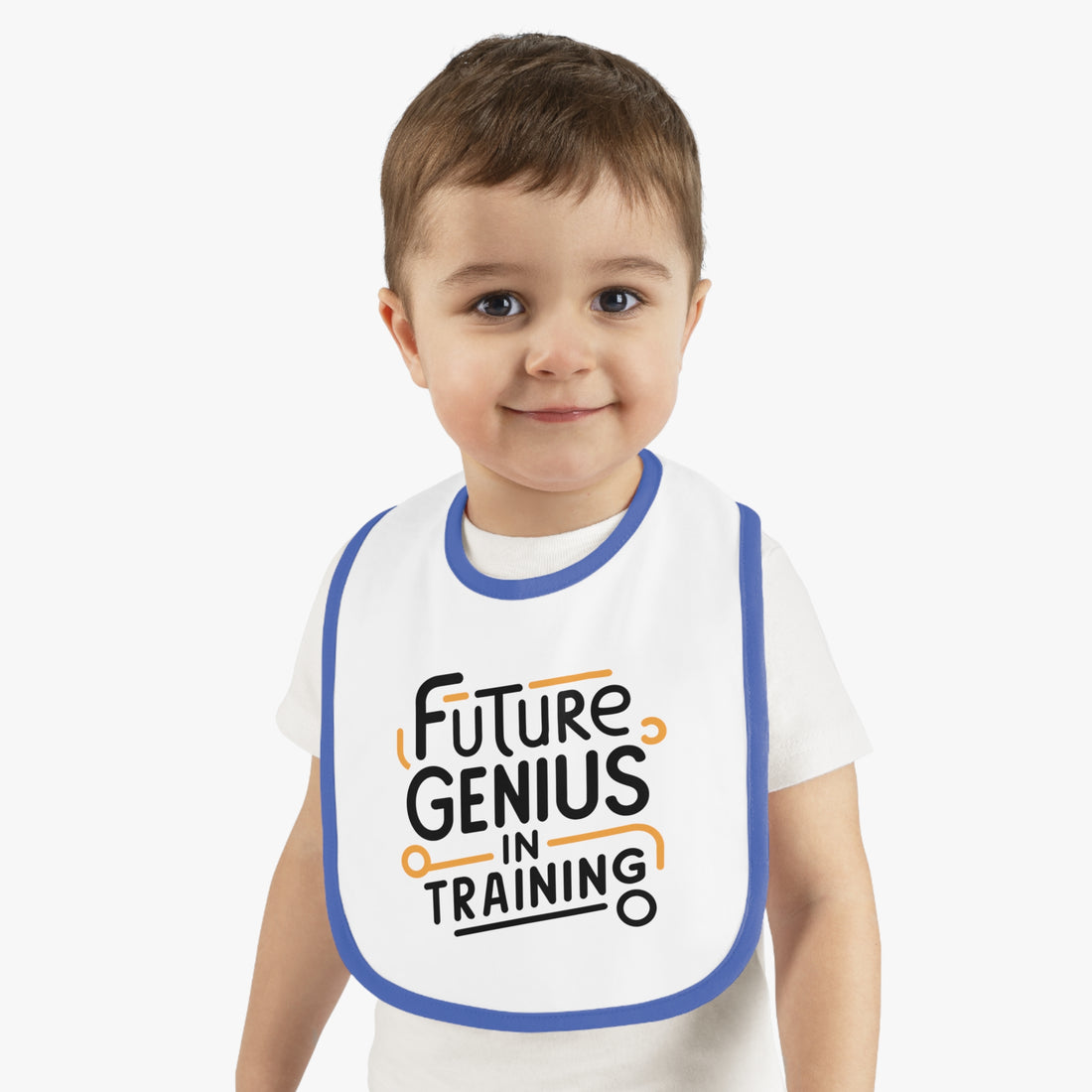 "Future genius in training" Baby Contrast Trim Jersey Bib