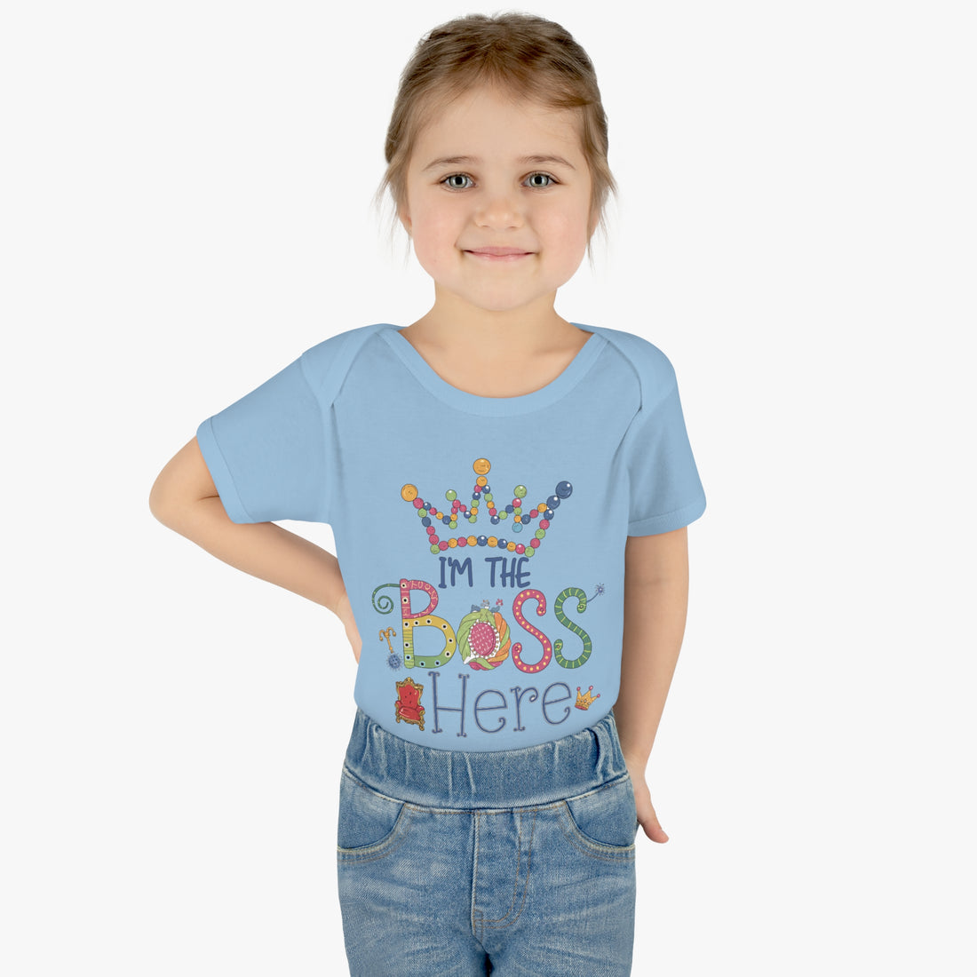 "I'm the boss here" Infant Baby Rib Bodysuit