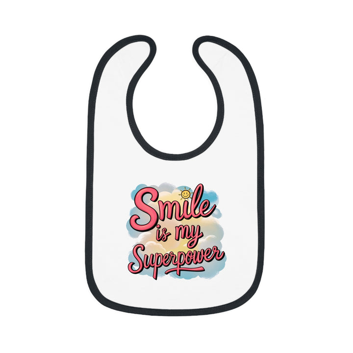 "Smile is my superpower" Baby Contrast Trim Jersey Bib